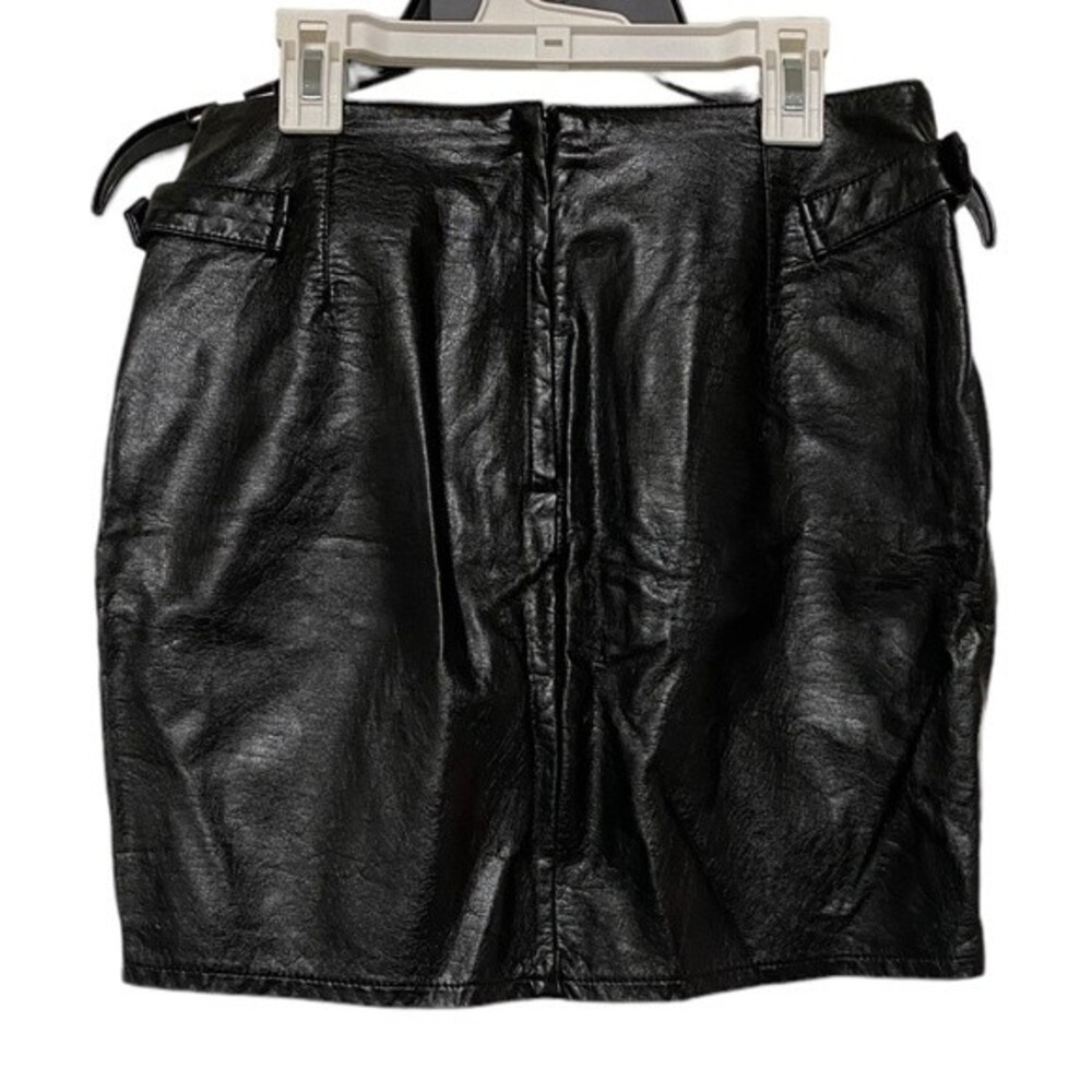 H&M Divided Faux Leather Side Buckle Mini Skirt-Size 8